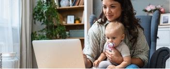 woman and child at laptop